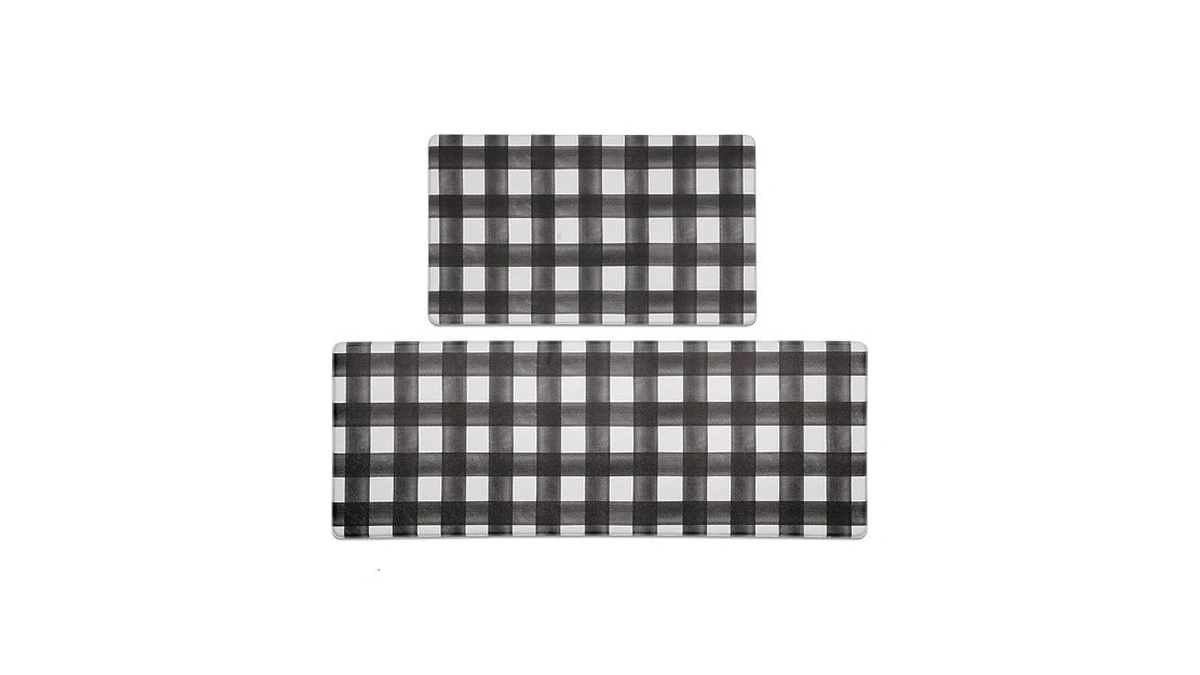 Freshmint Modern Farmhouse Plaid 2 Piece Set Kitchen Mats For