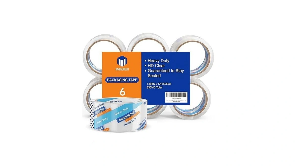 Wanguagua Clear Packing Tape, 6 Rolls Total 330 Yards, Heavy