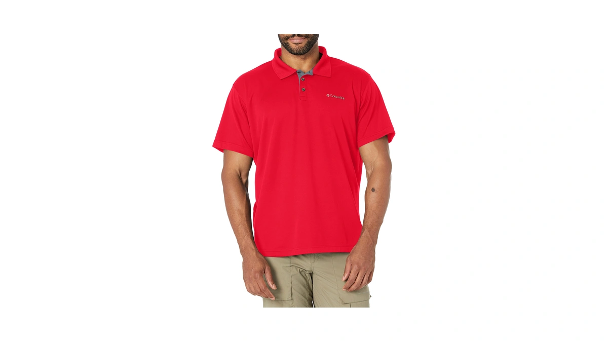 Columbia Men's Utilizer Short Sleeve Polo, Mountain Red, Medium