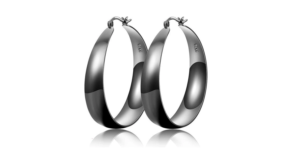 Exgox Gold Hoop Earrings For Women Sterling Silver Post Hoops