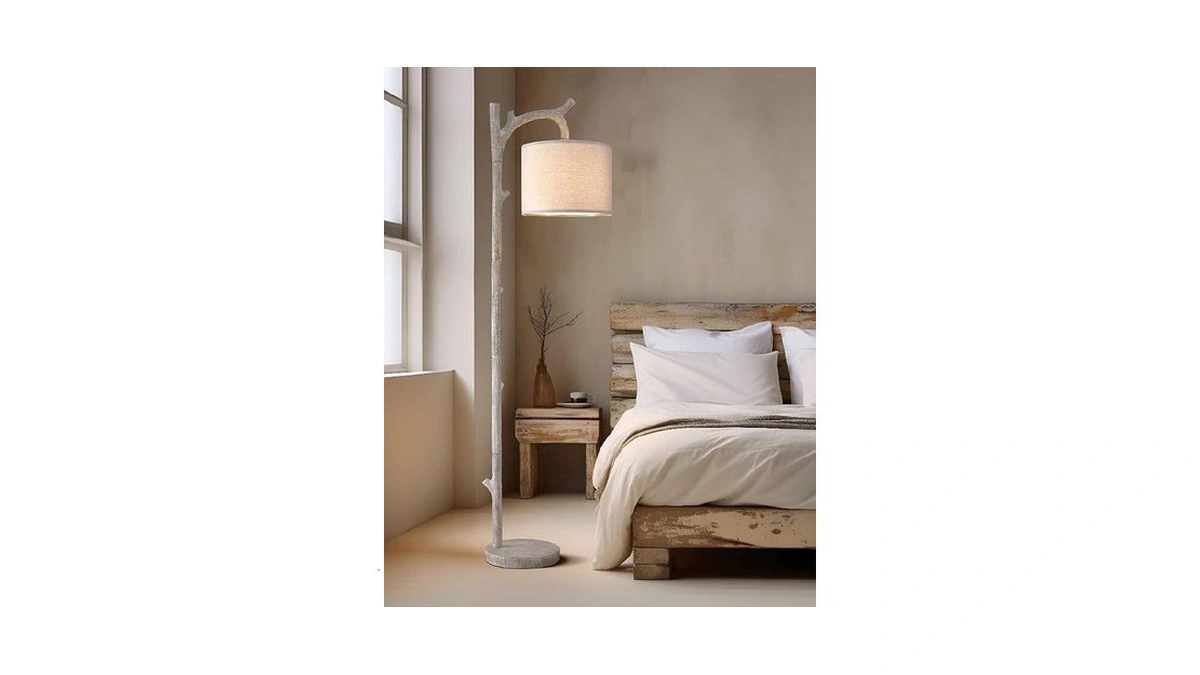 Oyears Rustic Farmhouse Tree Trunk Floor Lamp Classic Country Wood