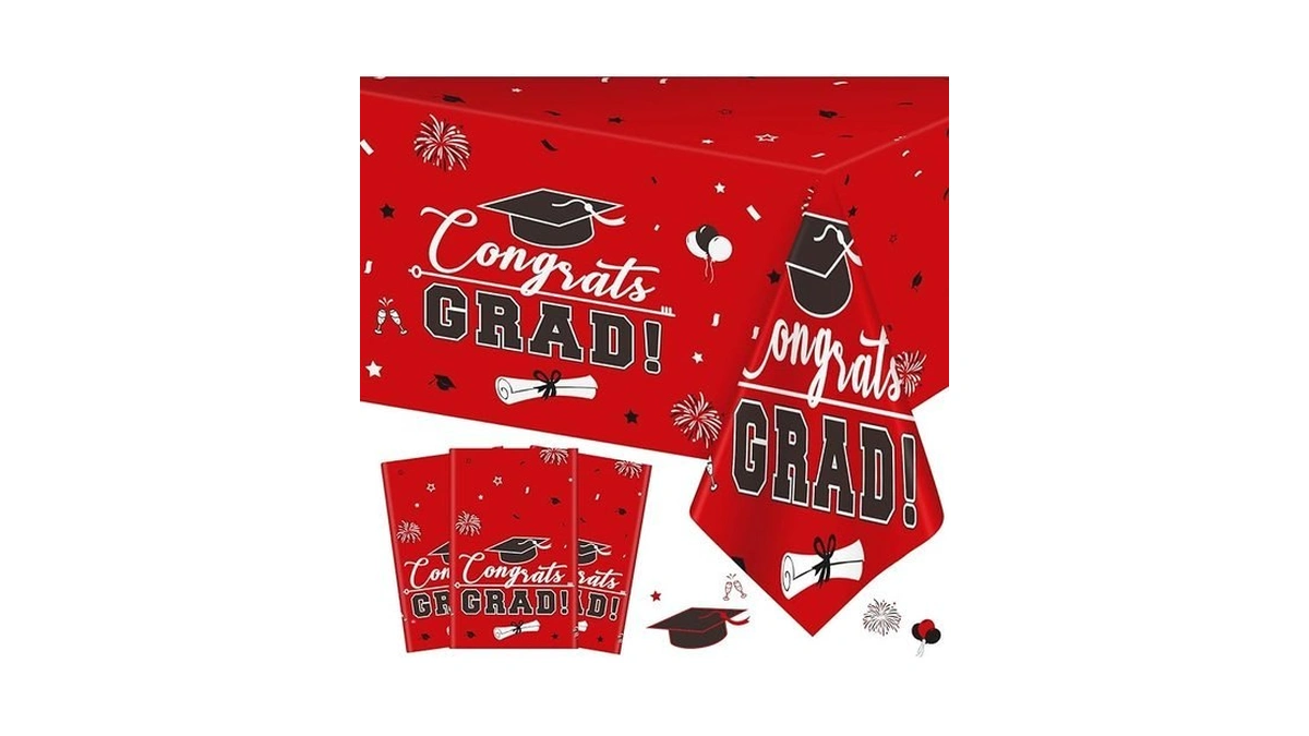 3 Pcs Graduation Tablecloth - Congrats Grad Table Cloth For