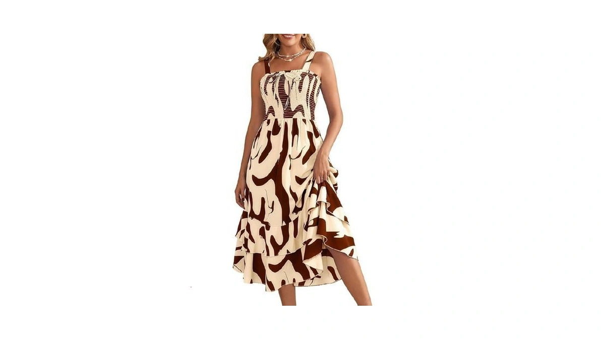 Lyrur Summer Dresses For Women Floral Boho Maxi Dress Tiered