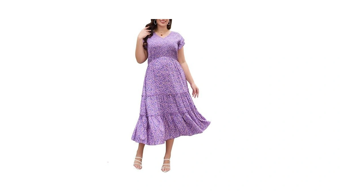 Keluummi Plus Size Summer Maxi Wedding Guest Dress For Curvy