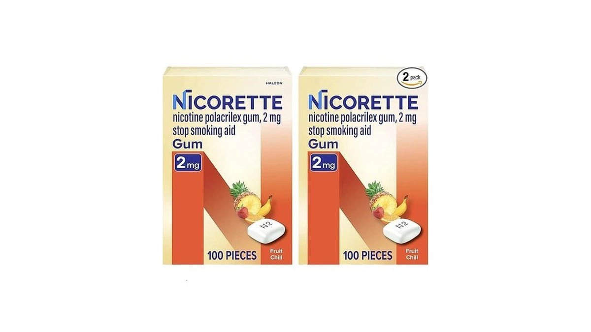 Nicorette Nicotine Gum Stop Smoking Aid, 2 Mg, Fruit Chill