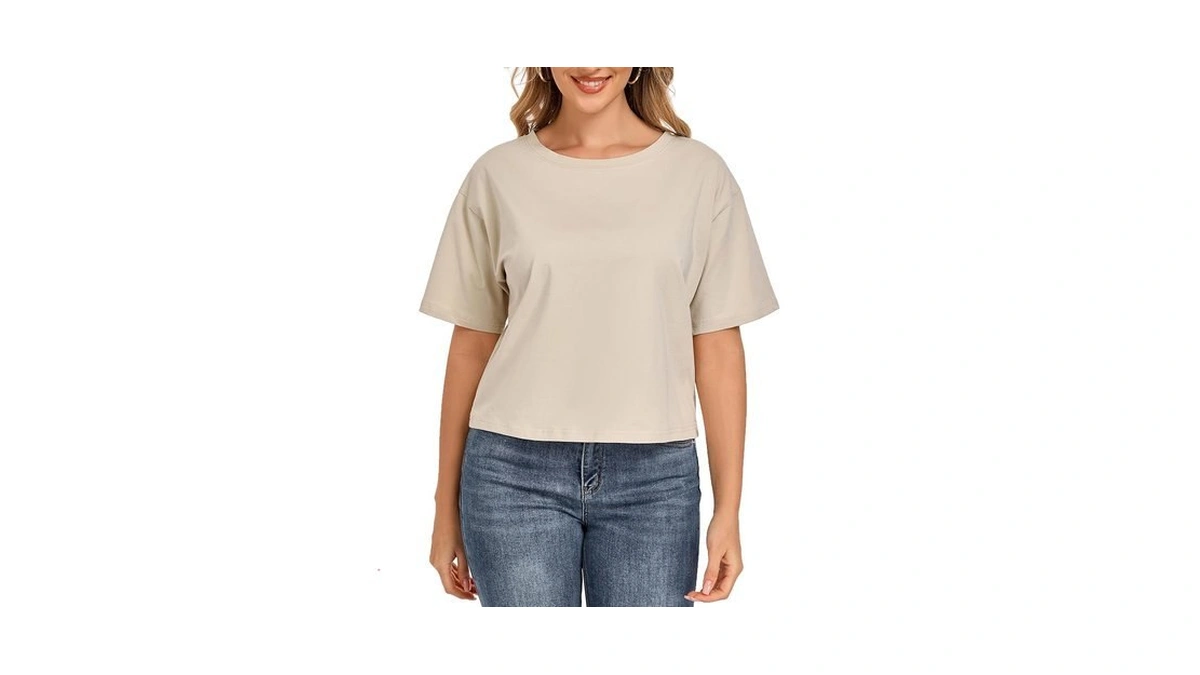 Cropped T Shirts For Women Short Sleeve Oversized Crop Tops
