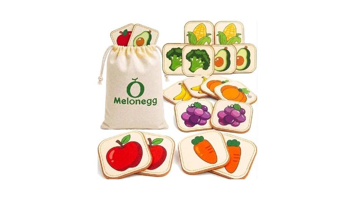 Felt Matching Toy For Toddlers, Fruit Vegetable Montessori Memory Flash