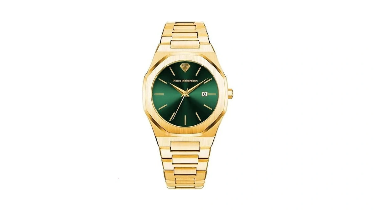 Pierre Richardson Pr5432 Menβs Watch β Green Dial, Gold Stainless