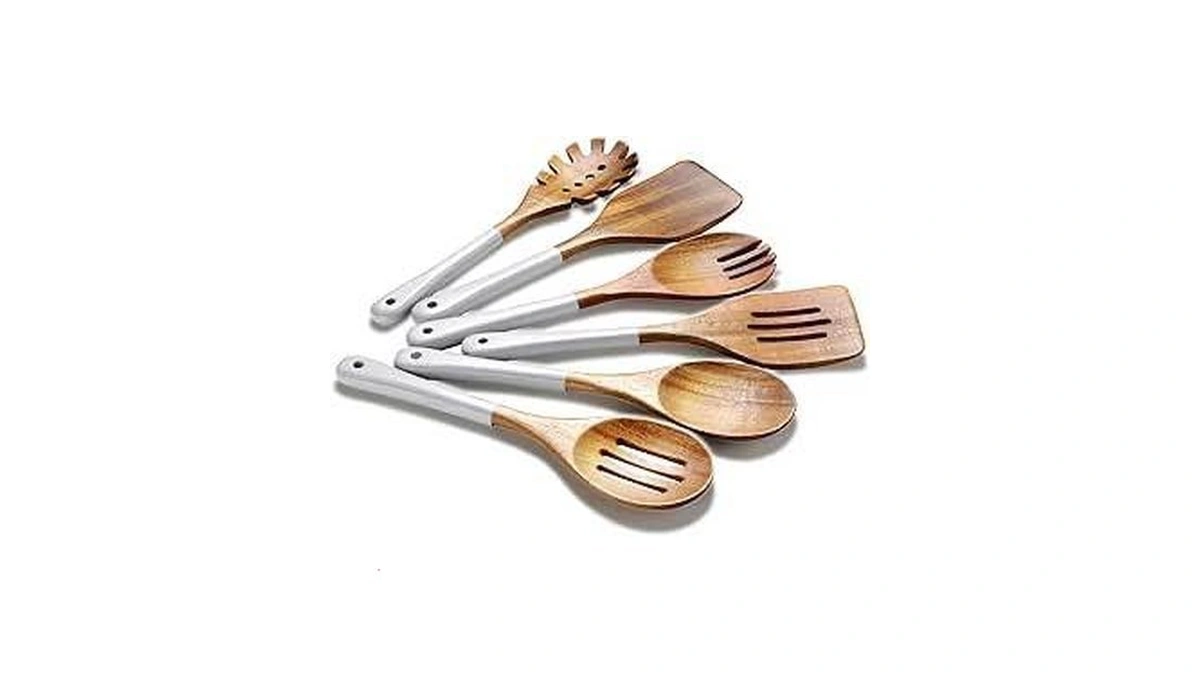 Rosos Wooden Spoons For Cooking, 6 Pieces Natural Acacia Wooden