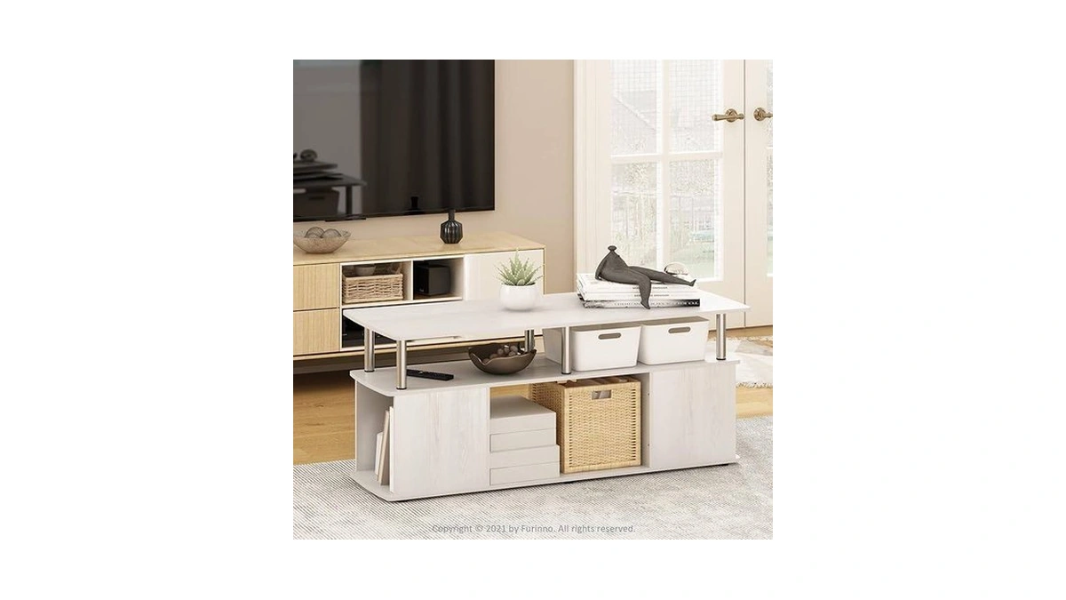 Furinno Jaya Tv Stand, 3-tier Entertainment Center With Open Shelf,