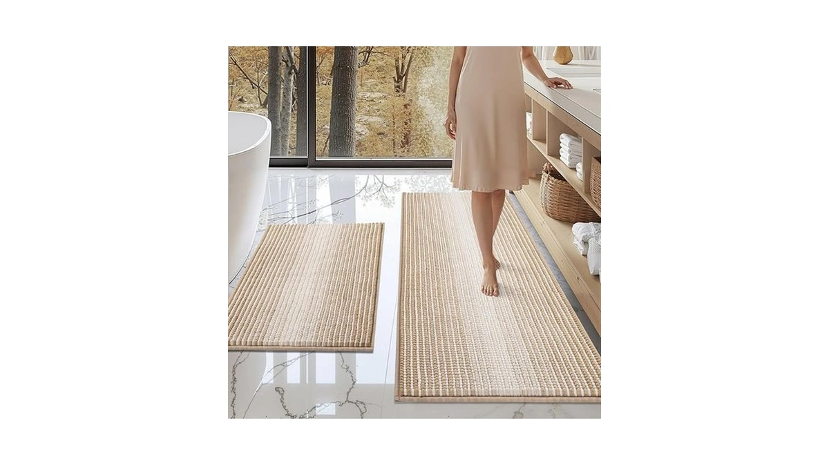 Bsicpro Bathroom Rugs And Mats Sets, 2 Piece Thick Absorbent
