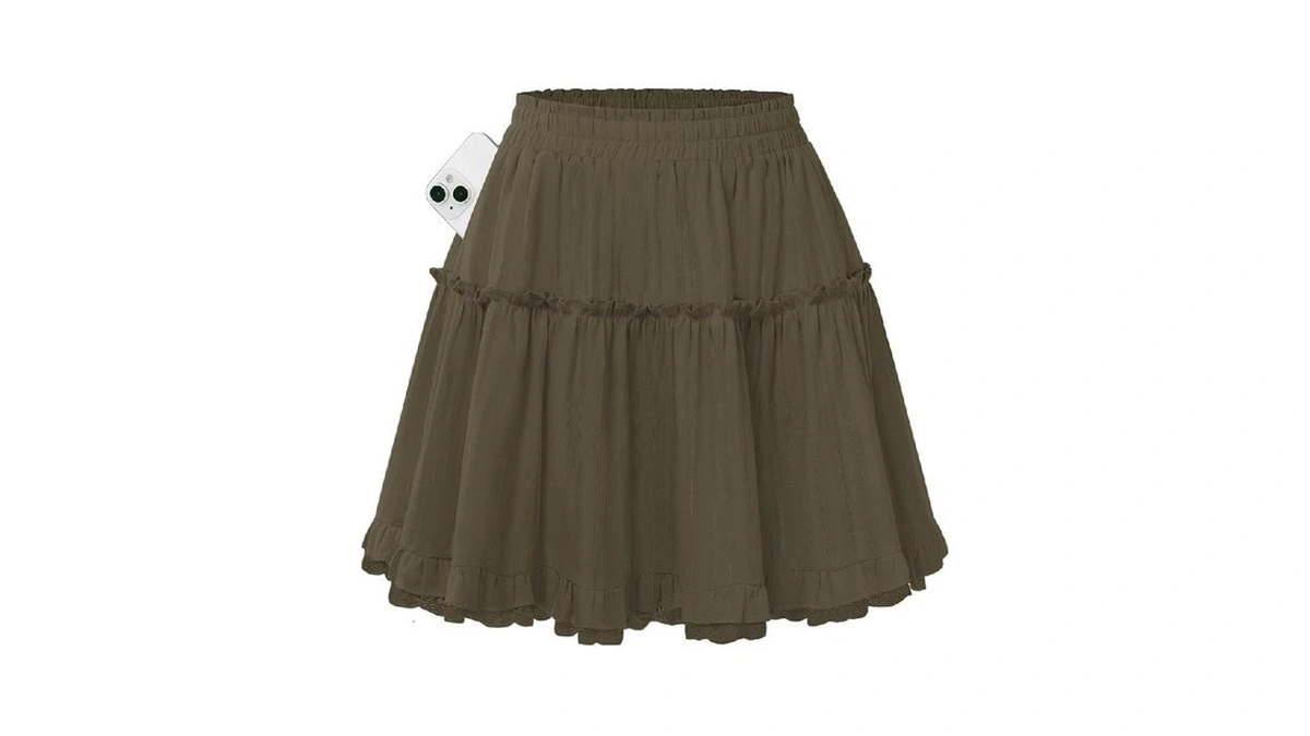 Kate Kasin Womens Brown Mini Beach Skirt With Shorts Underneath,