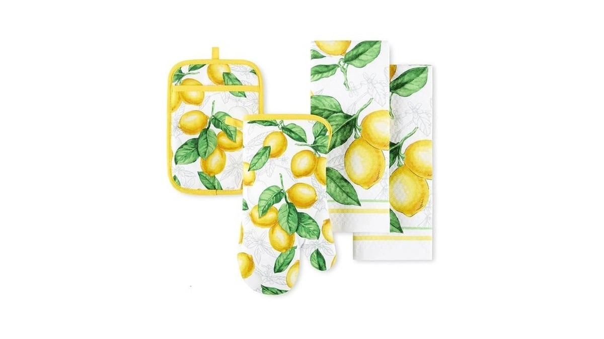 Martha Stewart Lots Of Lemons Modern Kitchen Towel, Oven Mitt