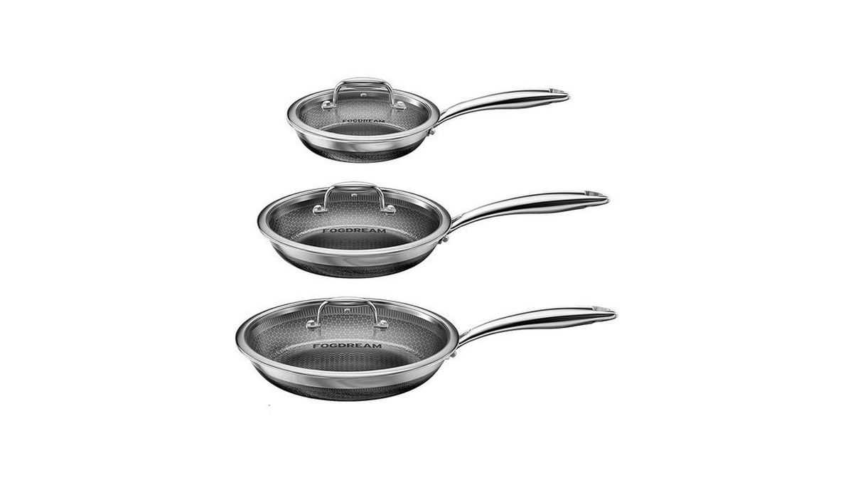 Fogdream 8, 10, 12 Inch Stainless Steel Frying Pan Set