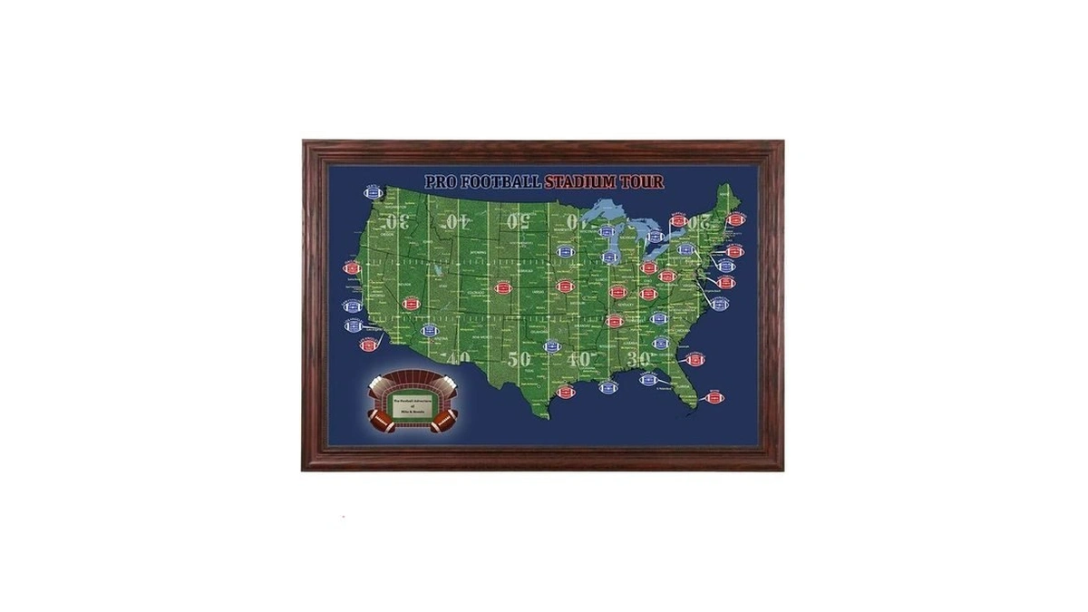 Push Pin Travel Maps Customizable Wall Art - Football Stadiums