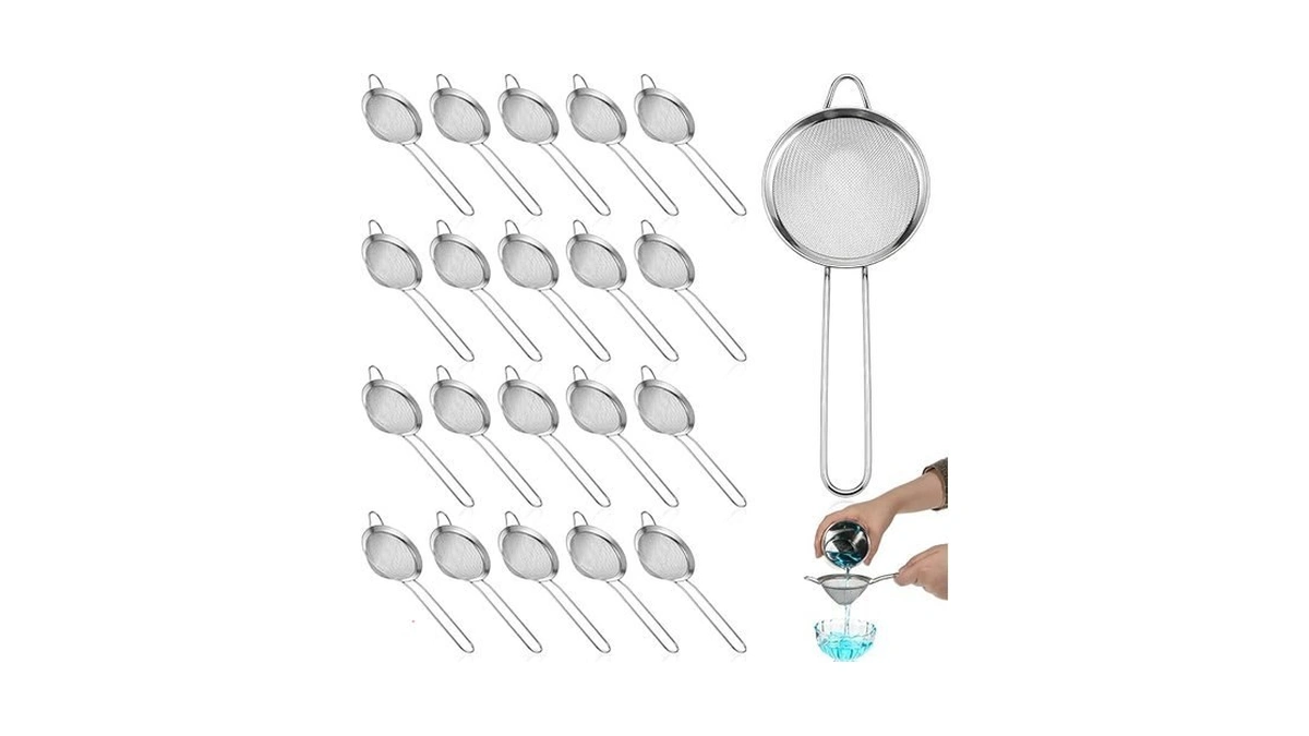 20 Packs Stainless Steel Small Strainer, 3.3'' Tea Strainers Cocktail