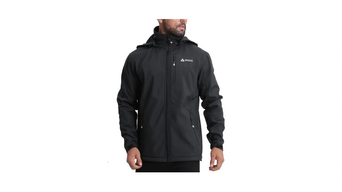 Lololeneon Men's Softshell Jacket,fleece Lined Hooded Coat Windbreaker Winter Outdoor