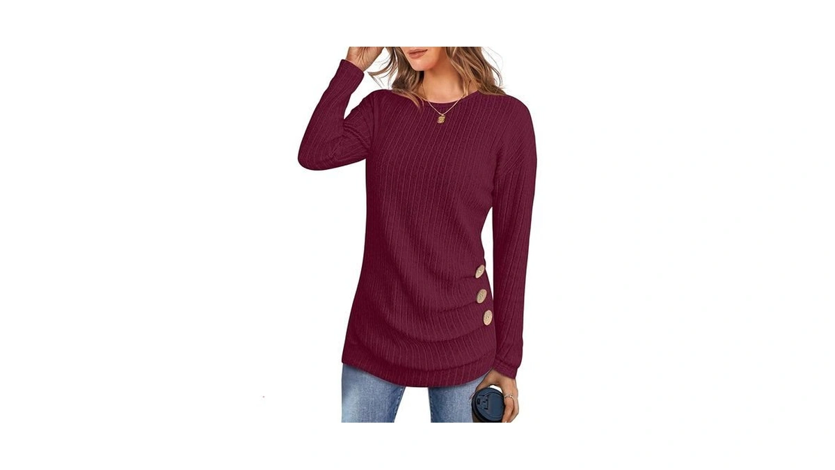 Anrabess Womens Long Sleeve Tunic Top 2026 Fall Sweaters Lightweight