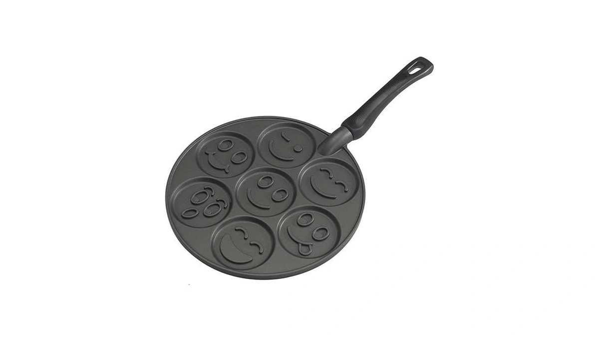 Nordic Ware Smiley Face Pancake Pan Silver, 10 1/2 Inch