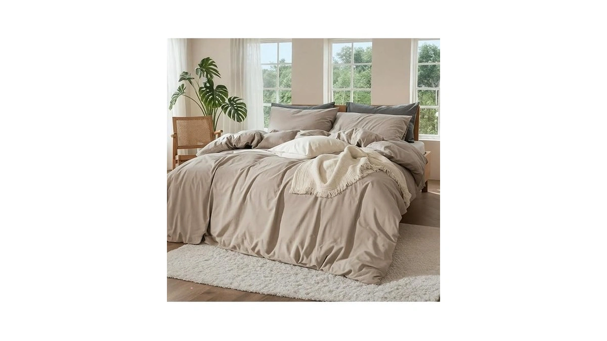 Ourjoy 100% Pure Linen Blend Sheets Set, Natural Flax Beddings