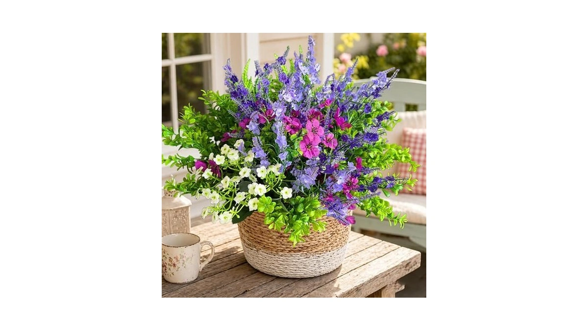 18 Bundles Lavender Artificial Flowers For Outdoors Silk Fake Flowers