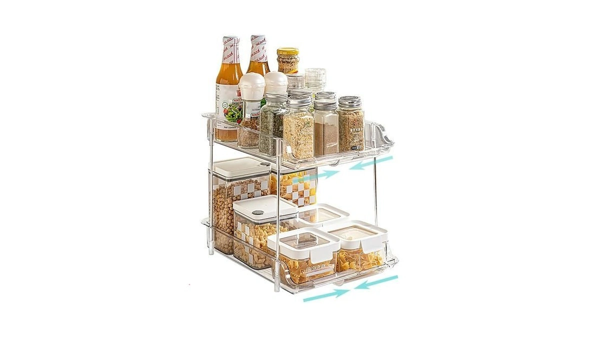 Sovgizf Expandable Cabinet Organizer Shelf, 2-tier Kitchen Counter Organization Shelves,