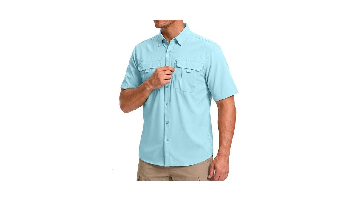 Betbo Men's Short Sleeves Fishing Shirts Button Down Summer Travel