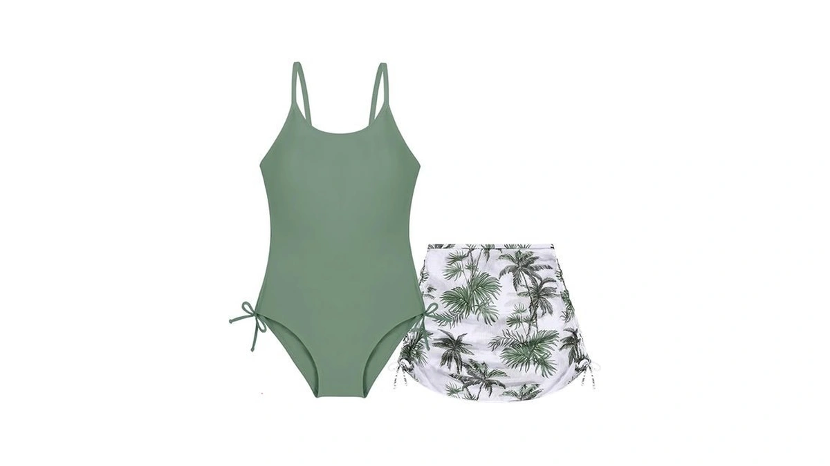 Weixinbuy Girl's One Piece Swimsuits With Mesh Skirt Bathing Suits