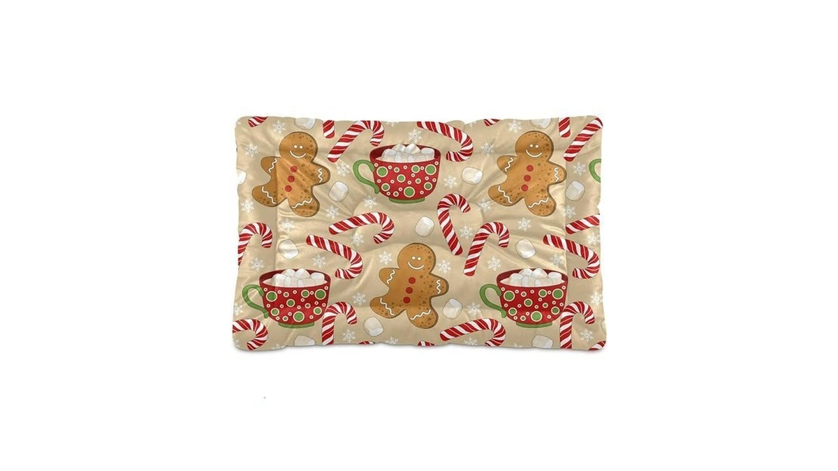 Mazeann Cute Christmas Gingerbread Man Dog Cat Bed Washable Non