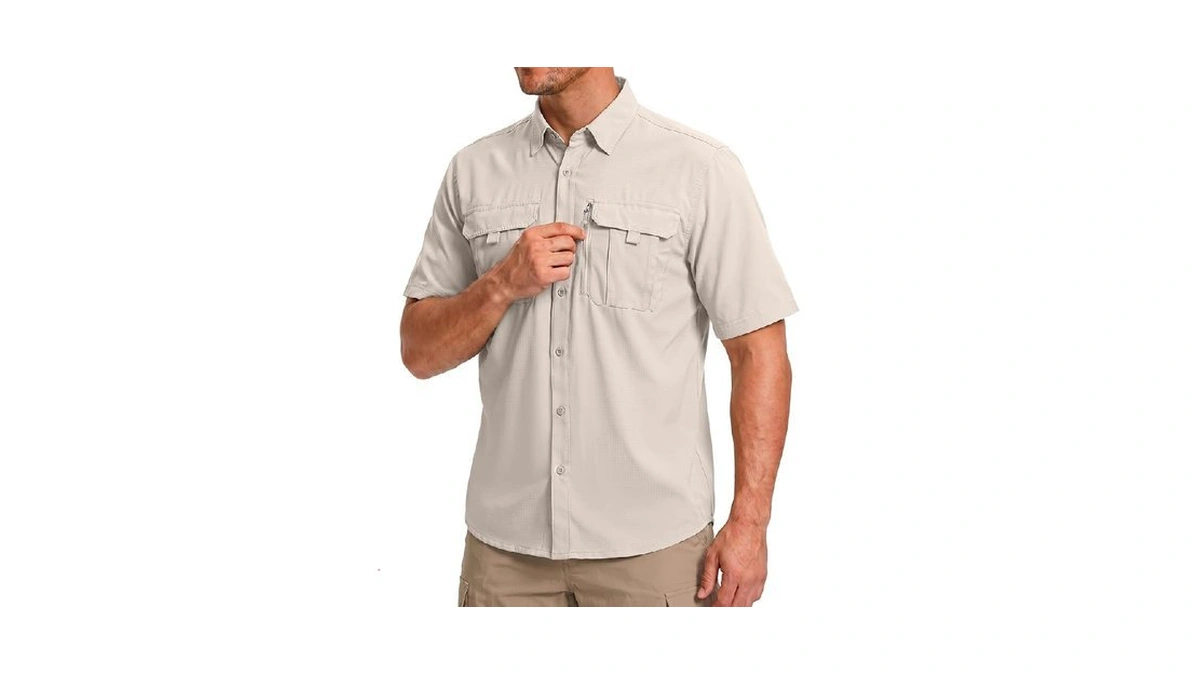 Betbo Men's Short Sleeves Fishing Shirts Button Down Summer Travel