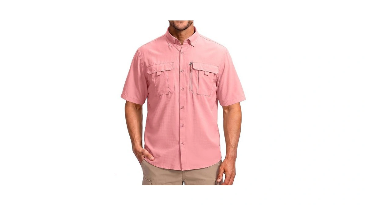 Betbo Men's Short Sleeves Fishing Shirts Button Down Summer Travel
