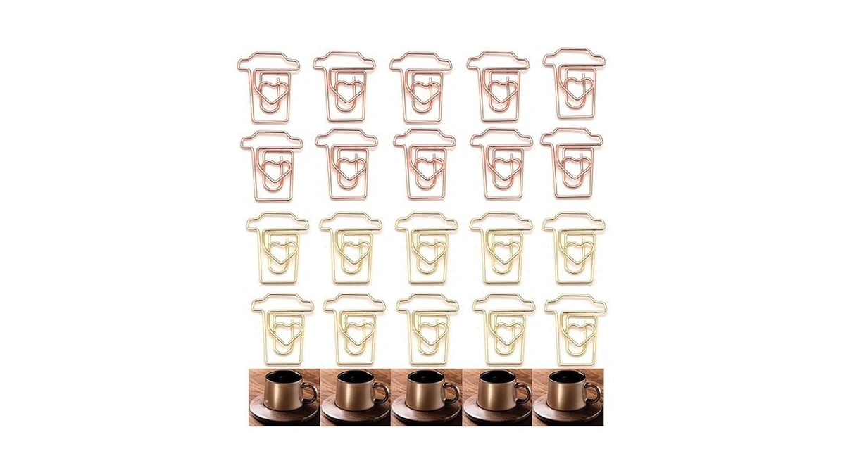 30pcs Metal Coffee Cup-shaped Paper Clips Set-fun And Cute Paperclips