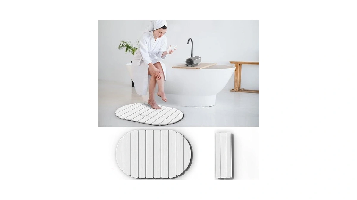 Foldable Stone Bath Mat - Super Absorbent Diatomaceous Earth Mat,