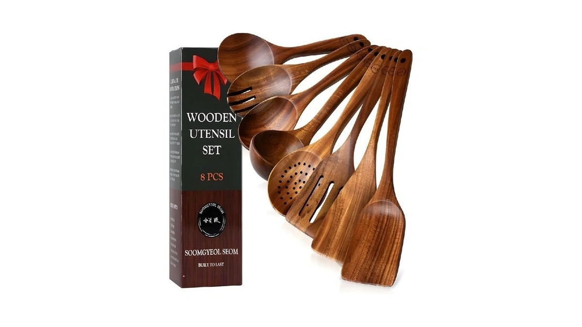 Soomgyeol Seom 8-piece Teak Wood Cooking Utensil Set
