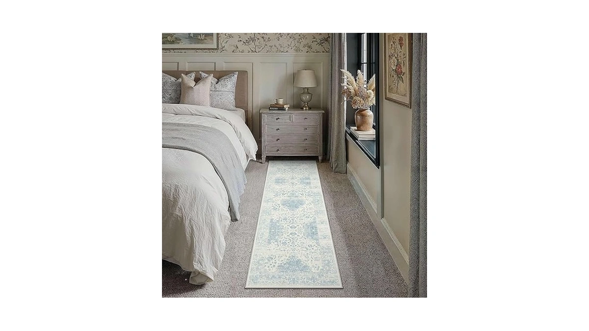Hugear Blue 2x6 Runner Rugs Washable For Hallway Soft Vintage