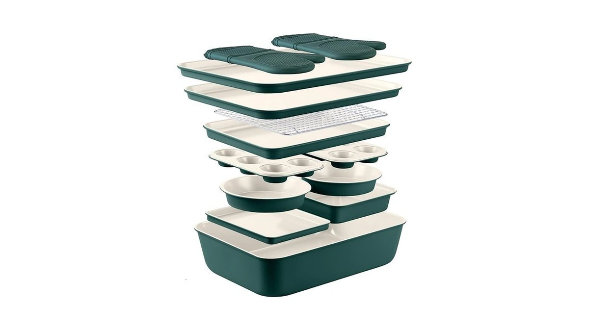 Country Kitchen Nonstick Stackable Bakeware Set - Deluxe Heavy Duty,