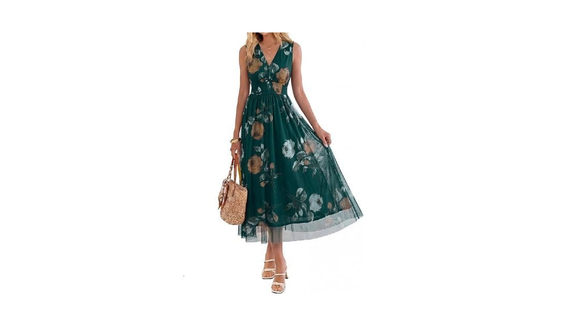Berrygo Womens Floral Wedding Guest Dress Boho Summer Flowy A