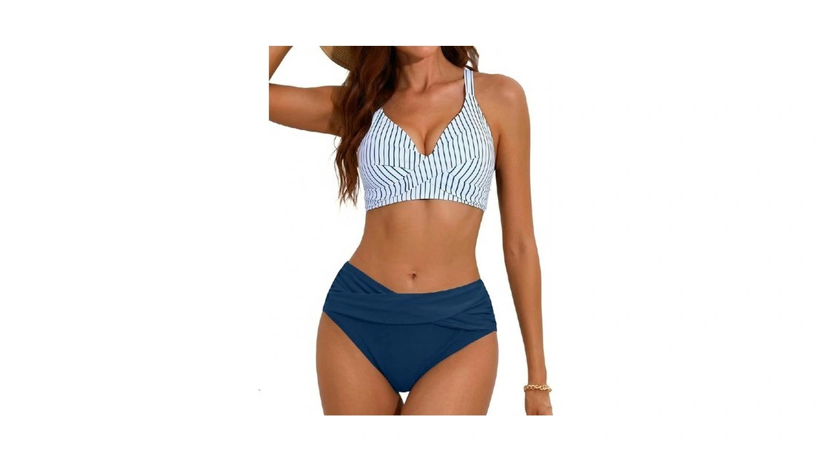 Women's Two Piece Bikini Sets Twist Front Bathing Suit Criss