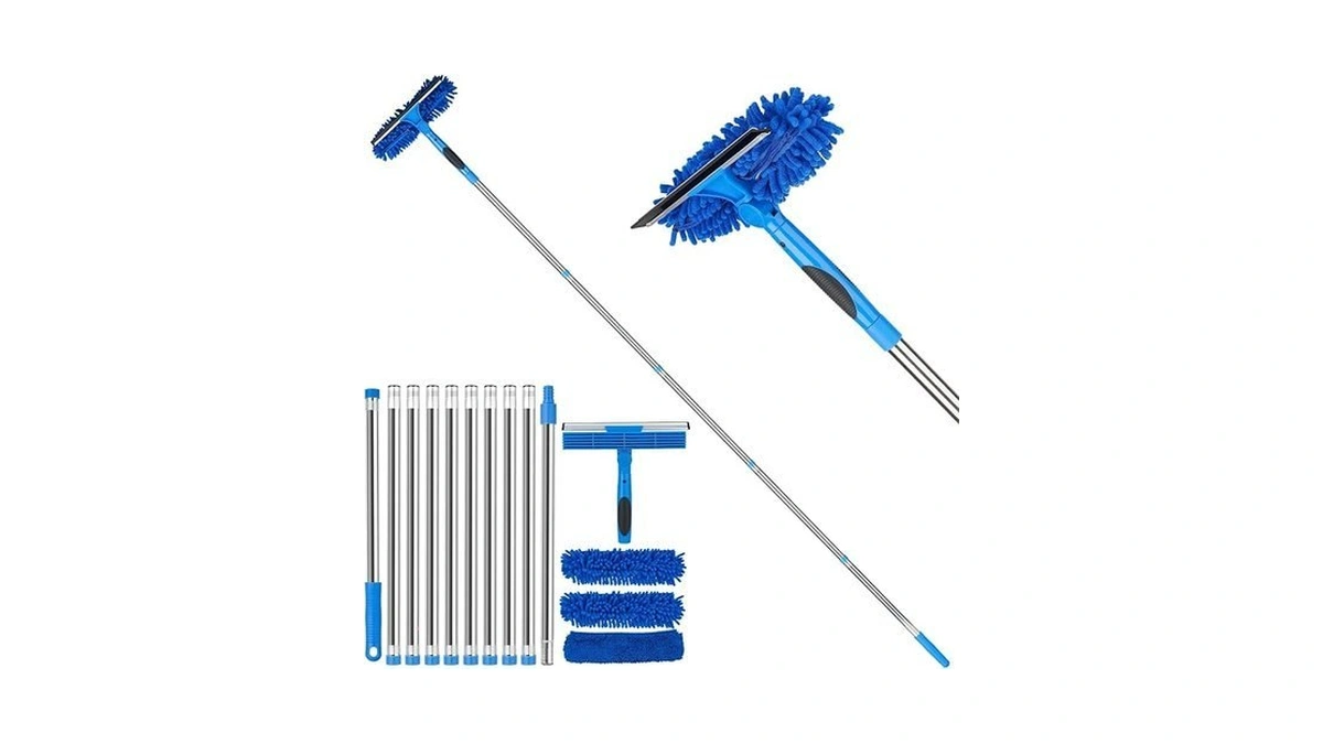 Window Squeegee, 2-in-1 Window Cleaner With Removable Extension Poles 177''