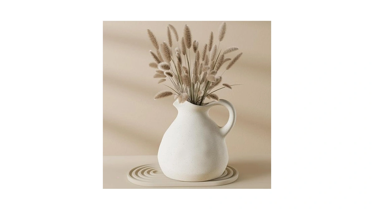 Ceramic Flower Vase Home Decor With Handle, Farmhouse Table Vases