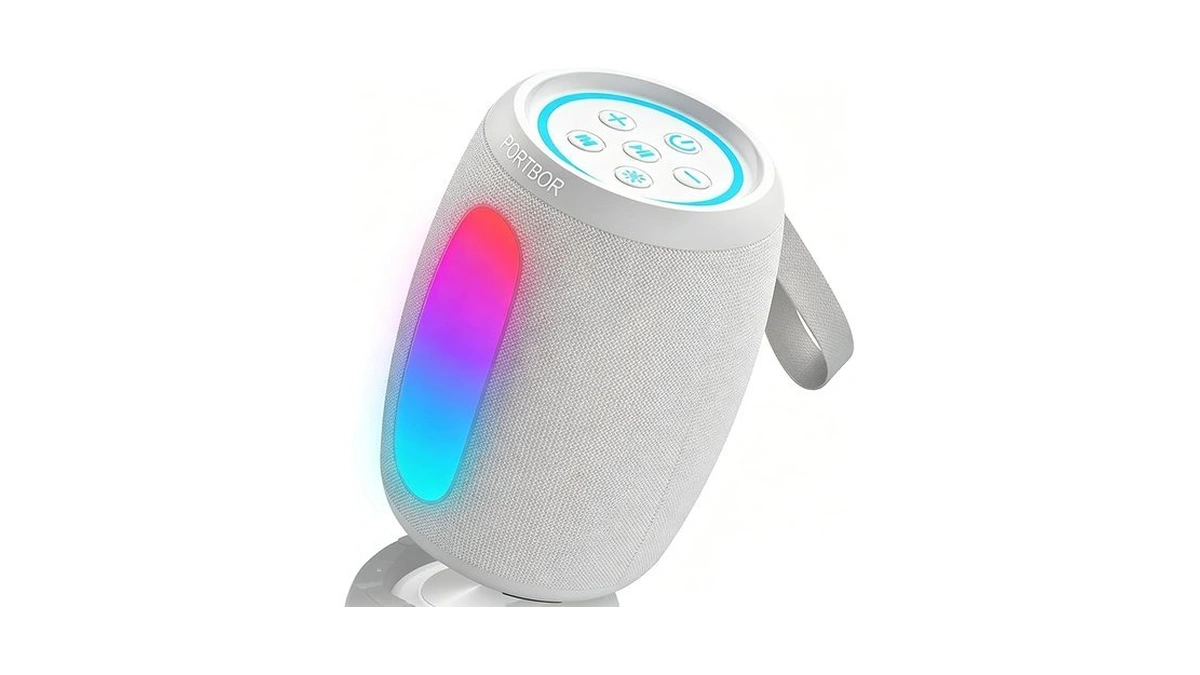 Bluetooth Speaker, Portable Wireless, Powerful Stereo Sound/8 Modes Light, 36h