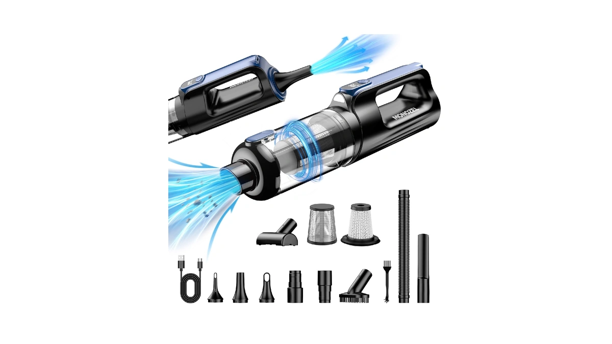 Monozel Car Vacuum Portable Cordless, 18000pa 2 In 1 Vacuum