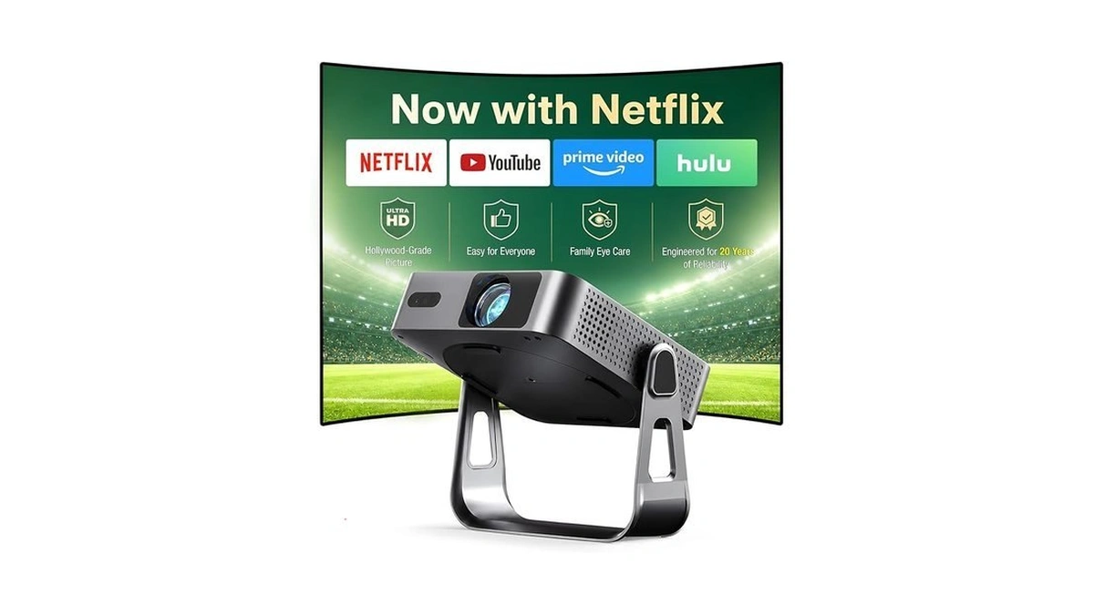 【officially-licensed App & Native 1080p】 Thinnest 1.81" Smart Mini Projector