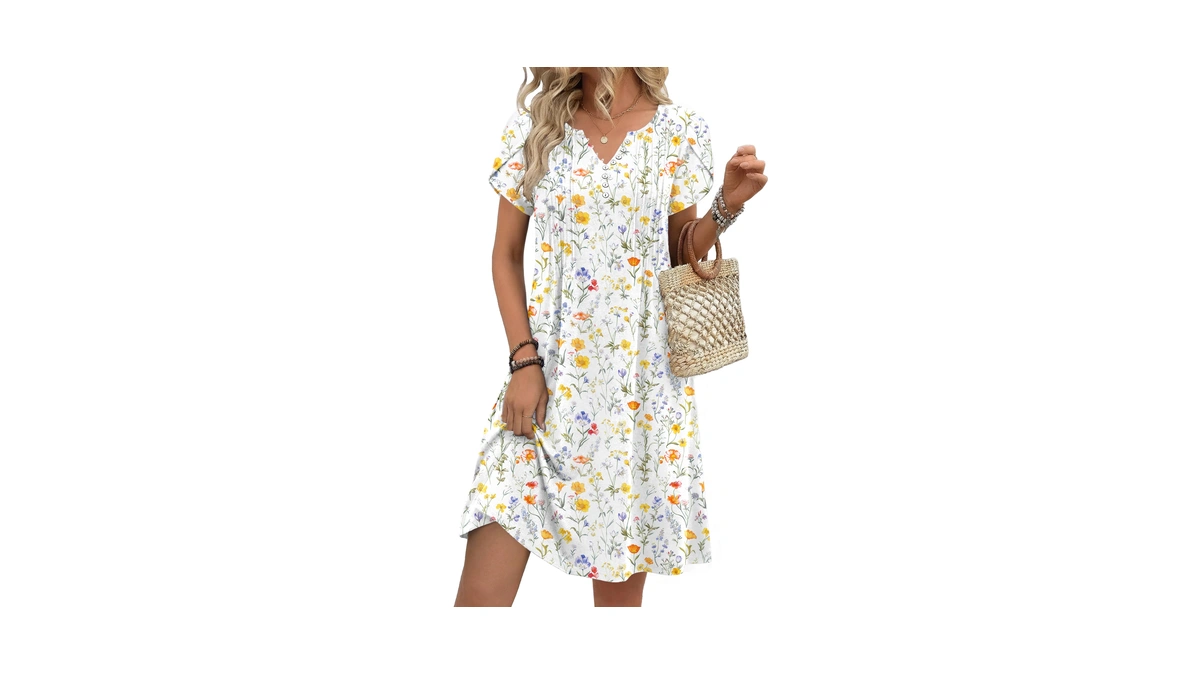 Zeagoo Summer White Beach Dress For Women 2026 Short Sleeve