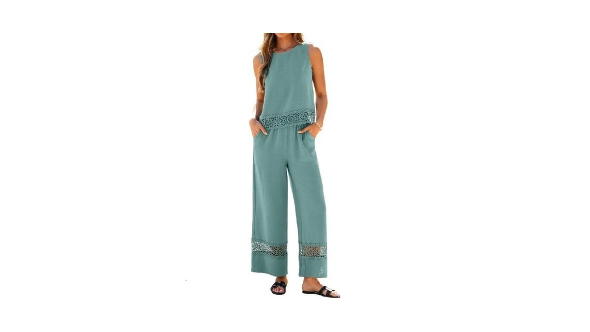 Glamaker Summer Pants Sets Womens 2 Piece Outfits Sleeveless Matching