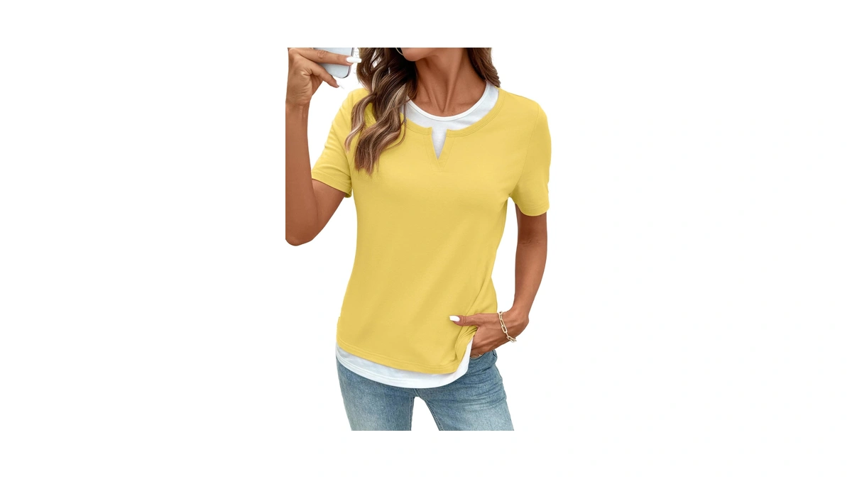 Shewin Womens Summer Tops Crewneck Short Sleeve Shirts For Women