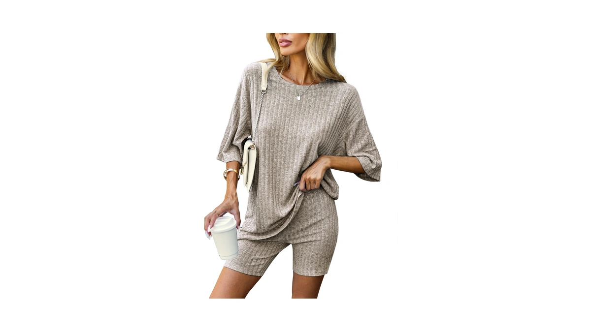 Ekouaer Pajamas Piece Lounge Sets Ribbed Knit...