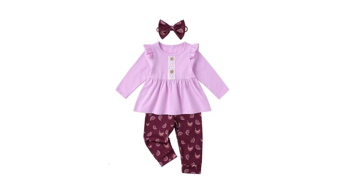 Cemion Baby Girl Clothes Toddler Girl Outfits Ruffle Shirt Pants