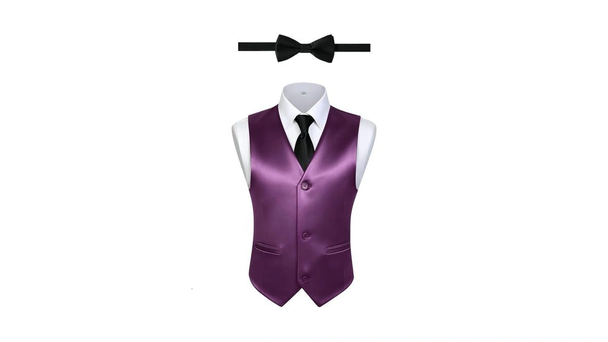 Lycody Toddler Boys Vest Set 2t, Kids Purple Satin Wedding