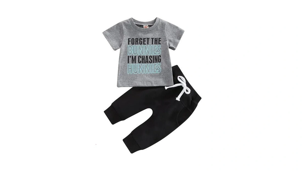 Saliuentm Toddler Baby Boy Easter Outfit Letter Rabbit Printed T-shirt